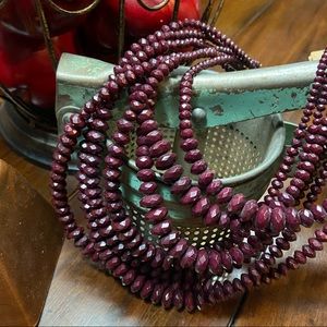 Vintage Purple Beaded Multi-Strand Boho Necklace